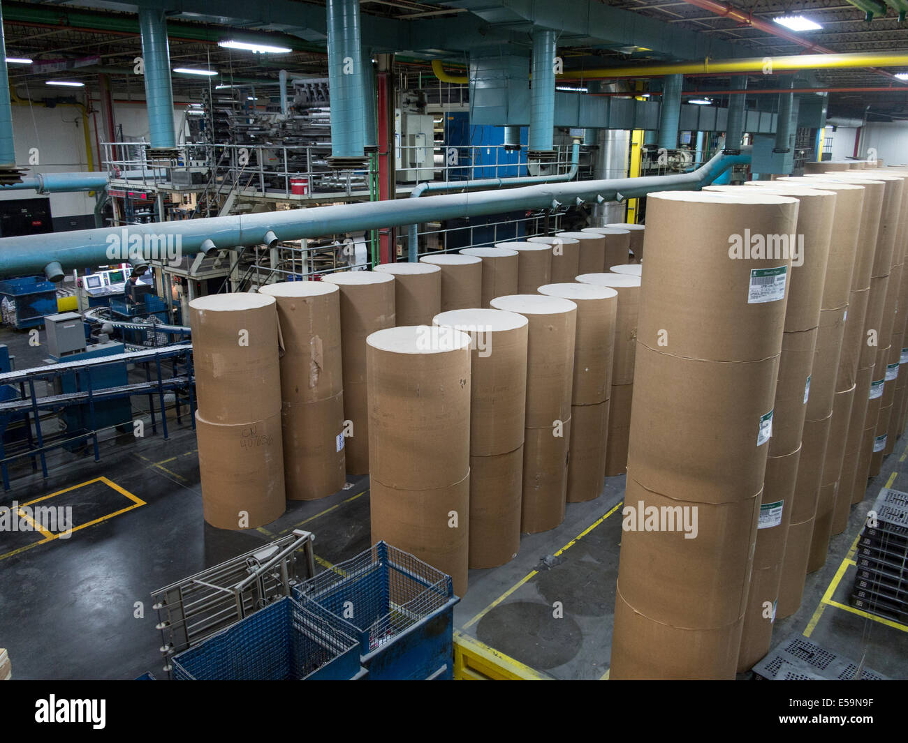 Large rolls of paper for web offset press. Stock Photo