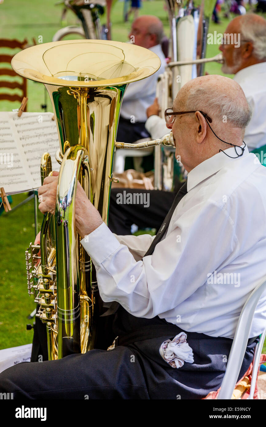 Lingfield Silver Band Perform At The Annual Withyham Village Fete, Sussex, England Stock Photo