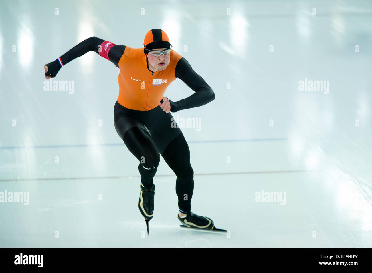 Sven Kramer (NED) gold medalist competing in Men's 5000m Speed Skating at the Olympic Winter Games, Sochi 2014 Stock Photo