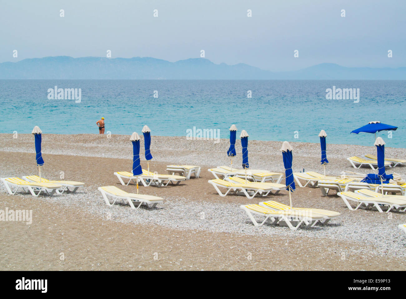 Elli beach, Rhodes town, Rhodes island, Dodecanese islands, South Aegean region, Greece, Europe Stock Photo