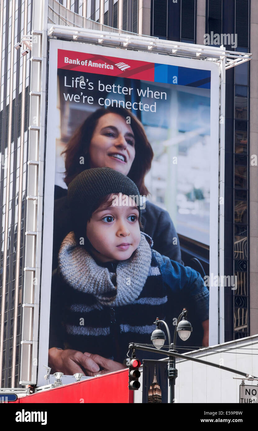 Billboard showing a mother, grandmother, or aunt holding her child on her lap while traveling emphasizing 'connections.' Stock Photo