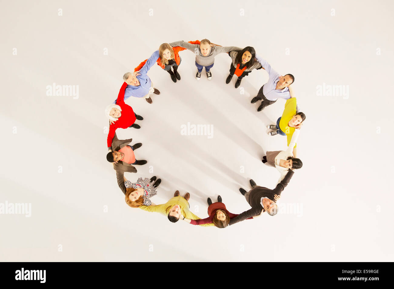 People connected in circle Stock Photo