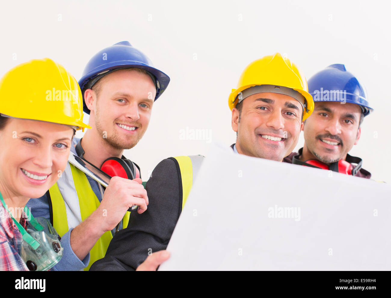 Portrait of confident construction workers Stock Photo