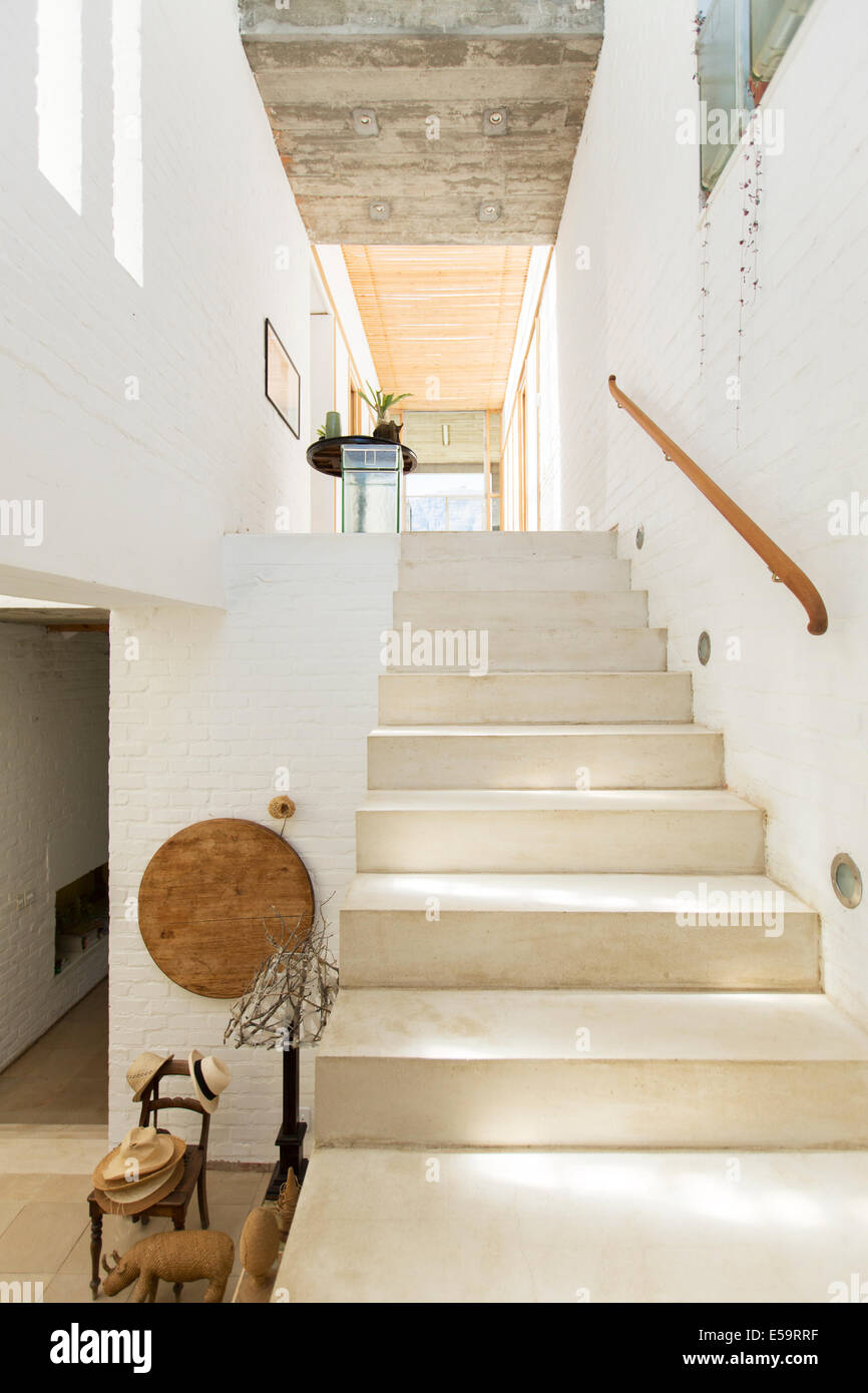 Staircase in rustic house Stock Photo