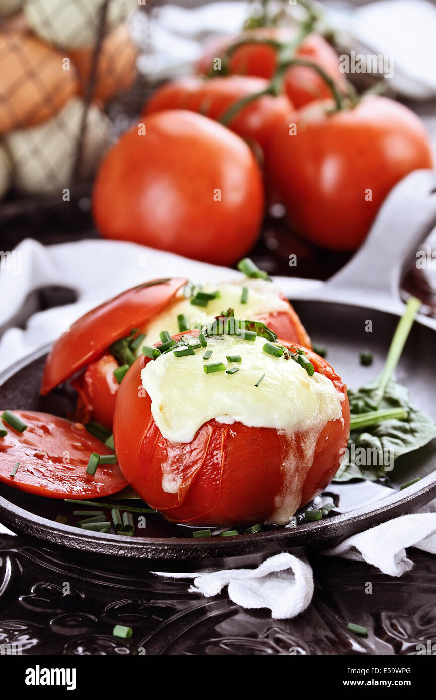 Stuffed Tomatoes (Eggs in a Cup) Stock Photo