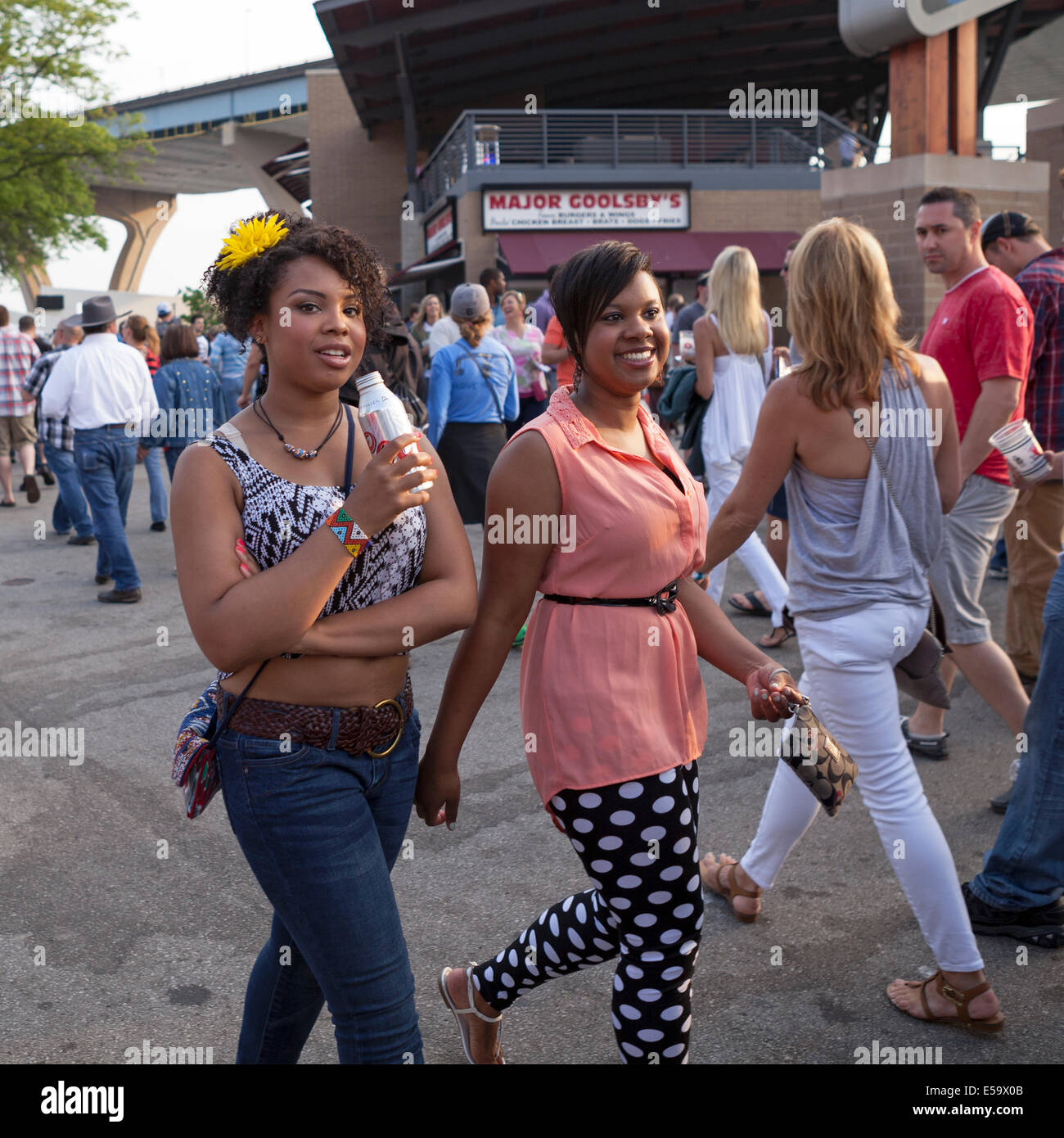 People at Summerfest, a music festival, in Milwaukee, Wisconsin, USA
