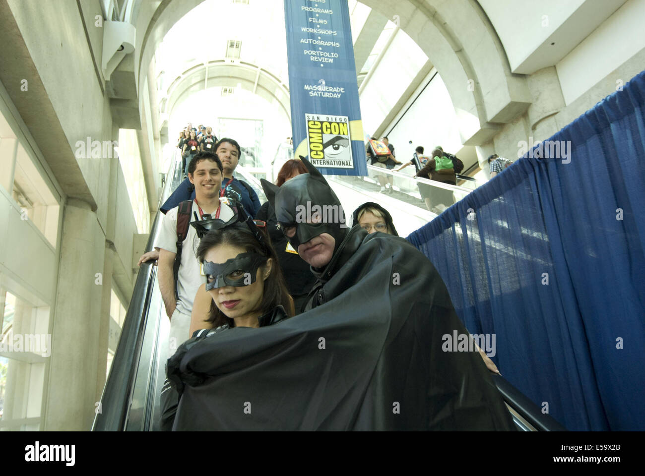 San Diego, California, USA. 24th July, 2014. Two superheroes ride the ...