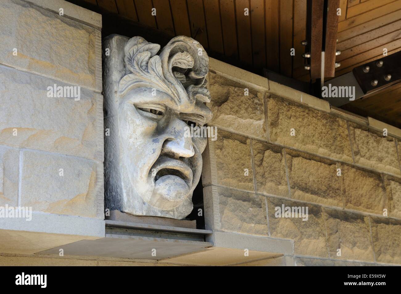 The Tontine heads in the St Nicholas Garden cloisters of Provan's Lordship in Glasgow's oldest house, Scotland. Stock Photo