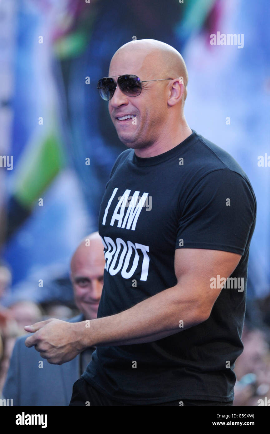 Actor Vin Diesel on stilts attends the European Premiere of