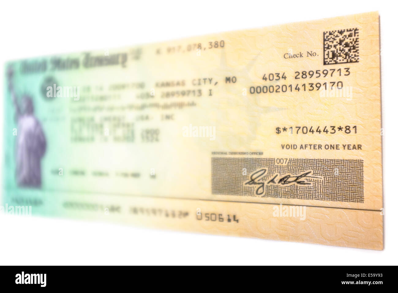 A tax refund check in the amount of $1,704,443.81 issued by the Stock Photo: 72133743 ...1300 x 956