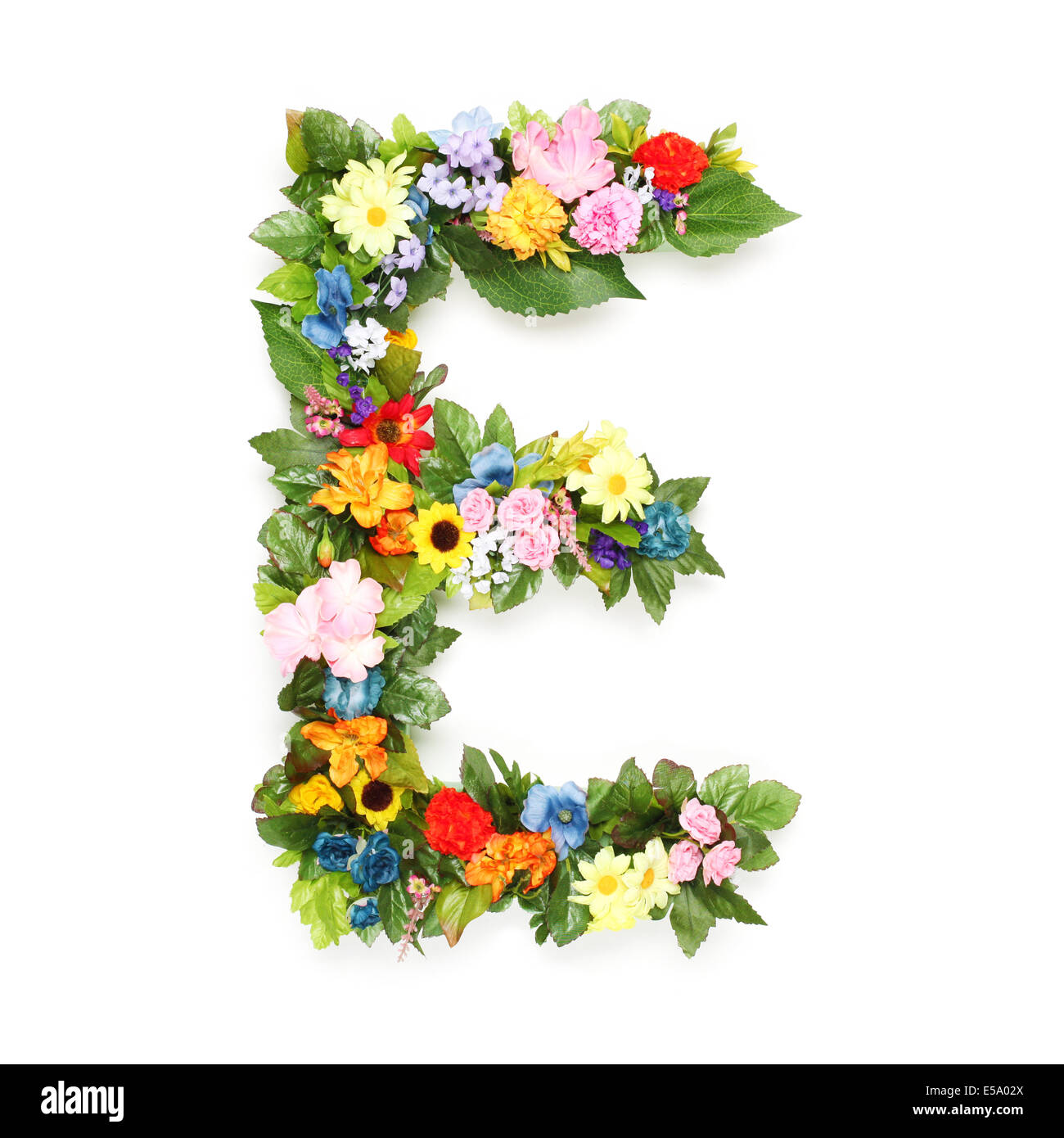 Floral alphabet, letter M with watercolor flowers and leaf. Monogram  initials perfectly for wedding invitations, greeting card, logo, poster and  other design. Holiday design hand painting. Stock Illustration