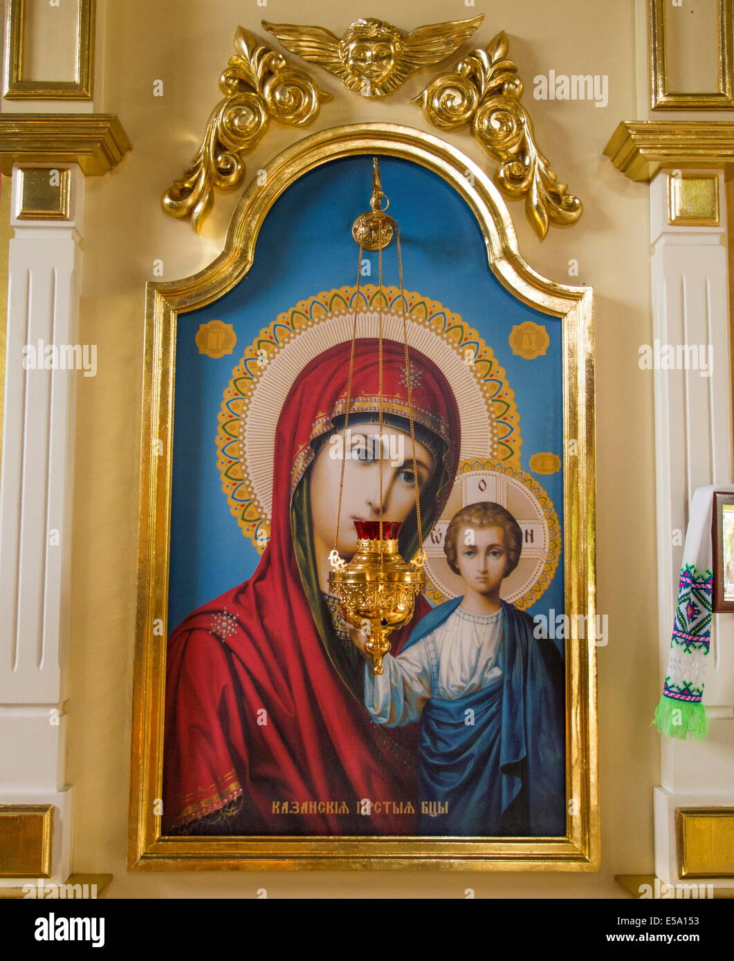 Kazan icon of the Mother of God in St. 22nd July, 2014. Nicolas Church, Boryspil, Kyivska Oblast, Ukraine © Igor Golovniov/ZUMA Wire/Alamy Live News Stock Photo