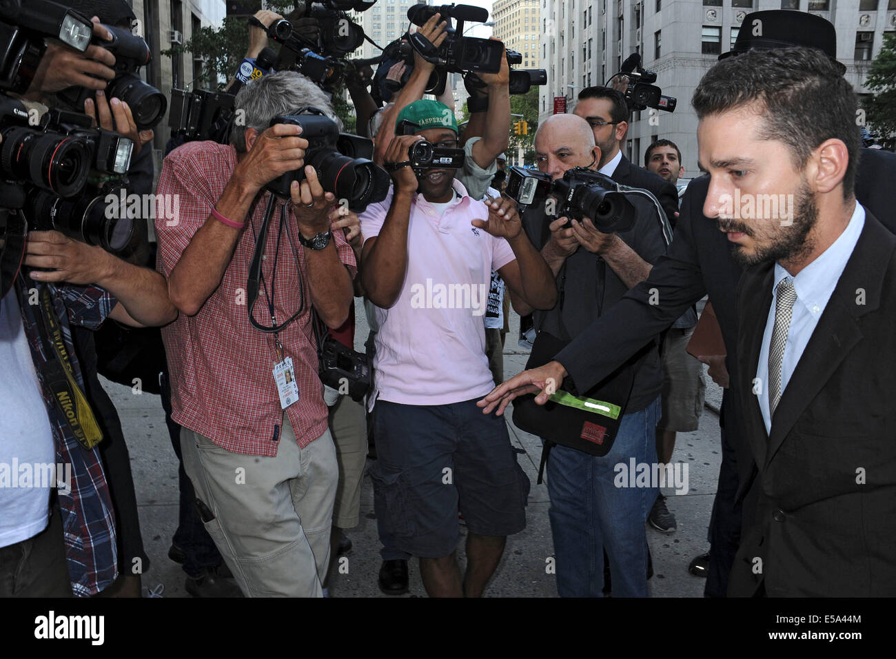 New York City. 24th July, 2014. Shia LaBeouf arrives at Manhattan ...