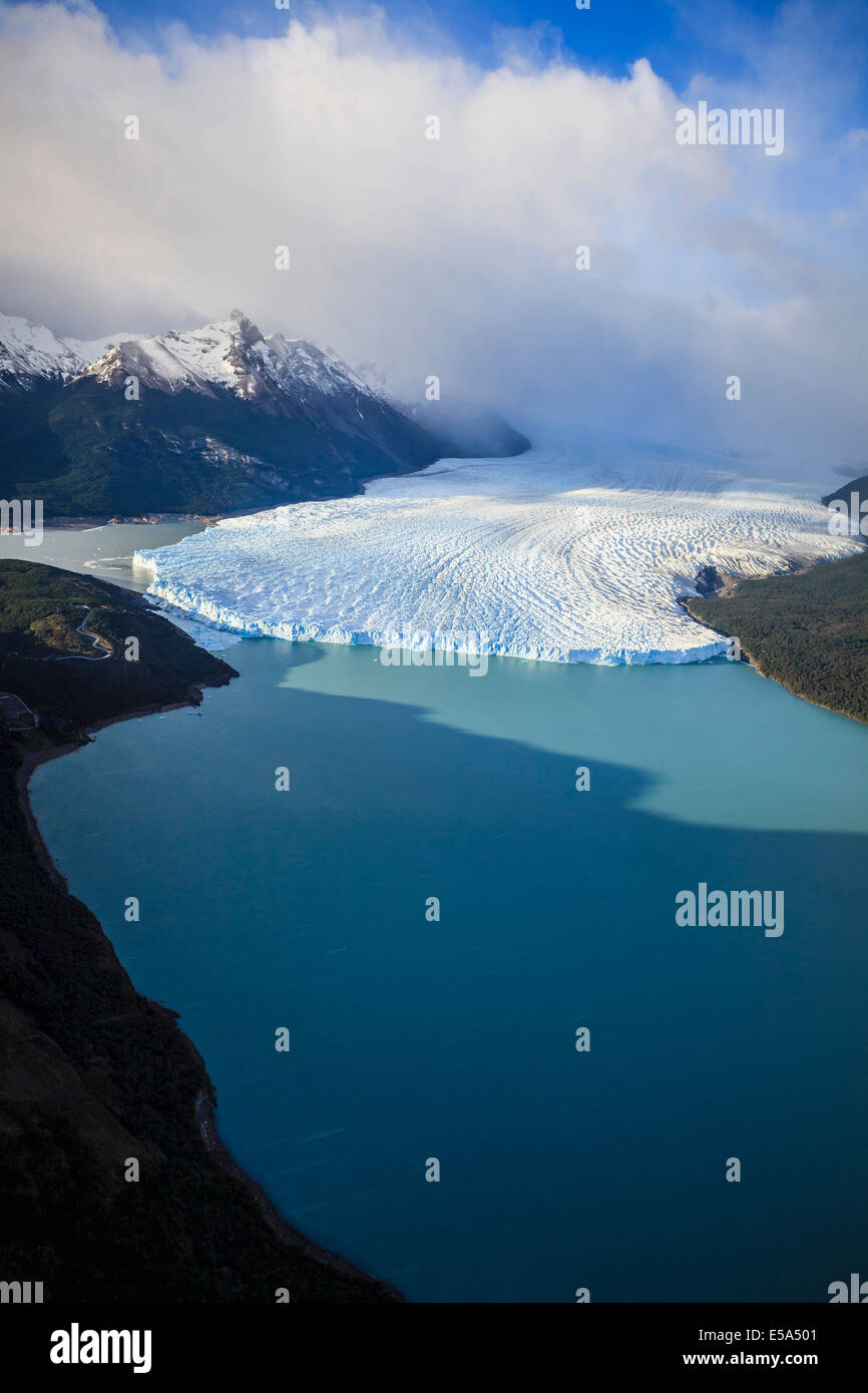 Aerial view of glacier in rural landscape, El Calafate, Patagonia, Argentina Stock Photo