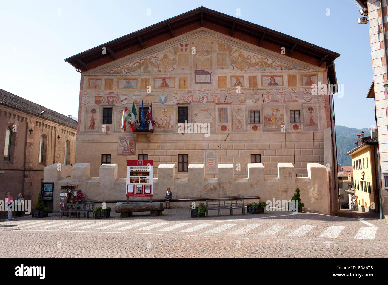 The painted facade of the old town hall Magnifica Comunità di Fiemme in Cavalese, Italy Stock Photo