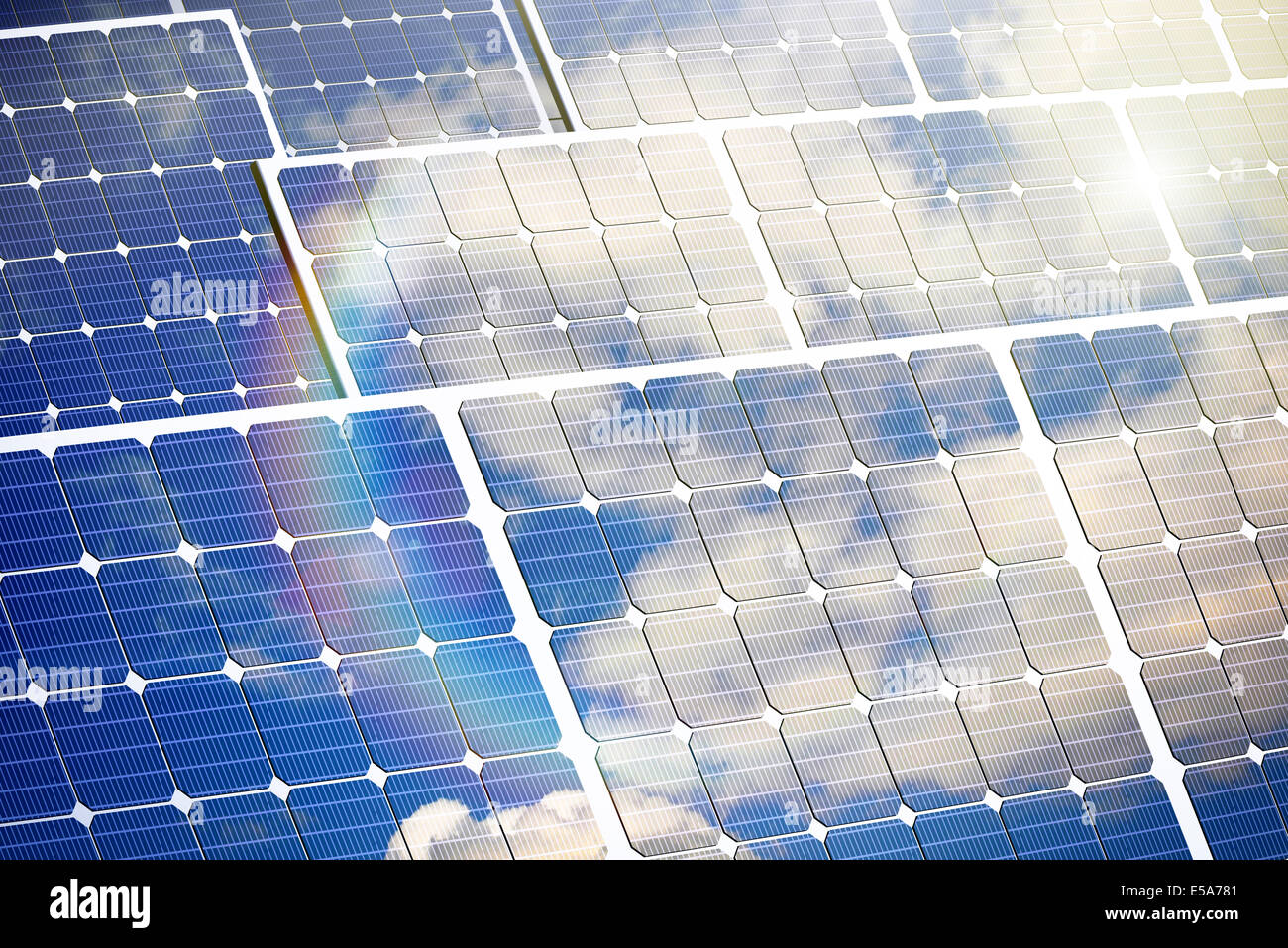 Renewable energy, illustration of a solar cell panels Stock Photo
