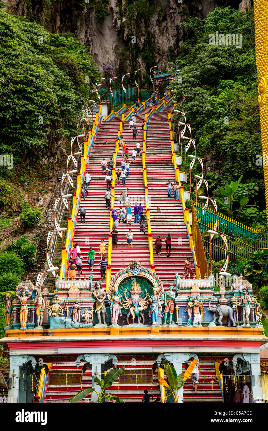 People climbing steps to Hindu shrine at Batu Caves, Kuala Lumpur