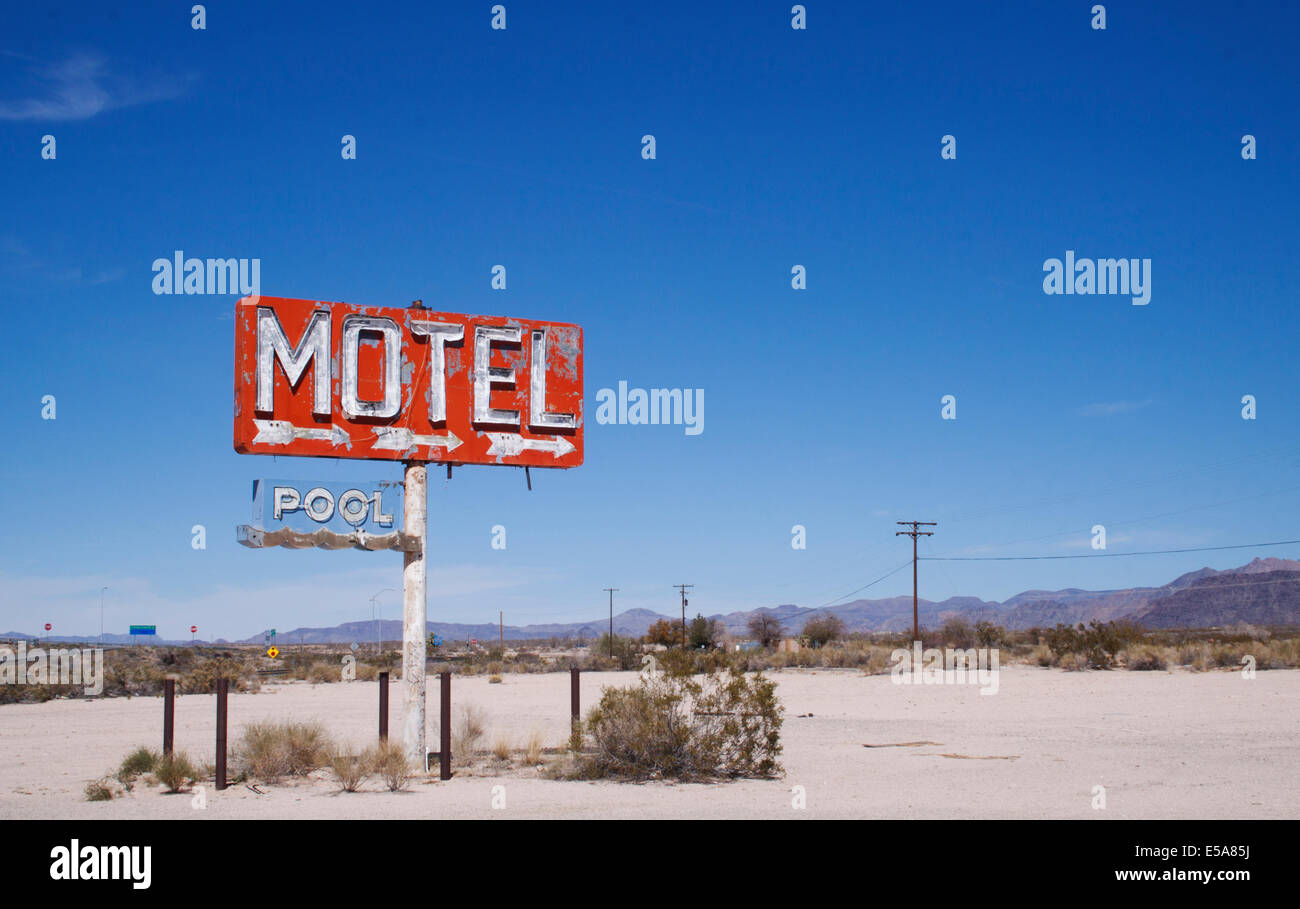 Old motel sign in the middle of the desert Yucca, Arizona Stock Photo