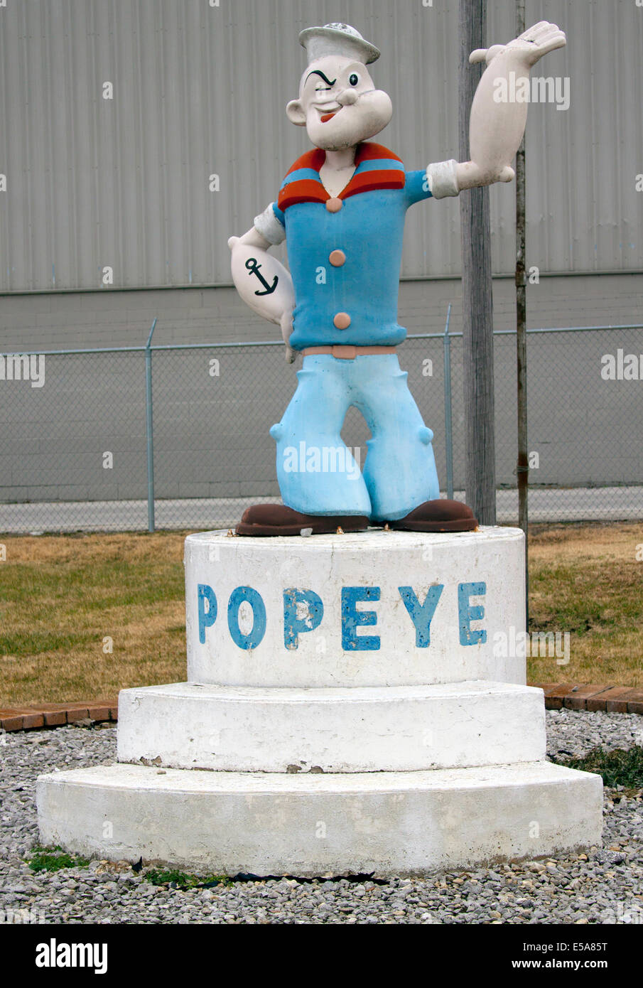 Popeye statue at a spinach factory in Springdale, Arkansas Stock Photo