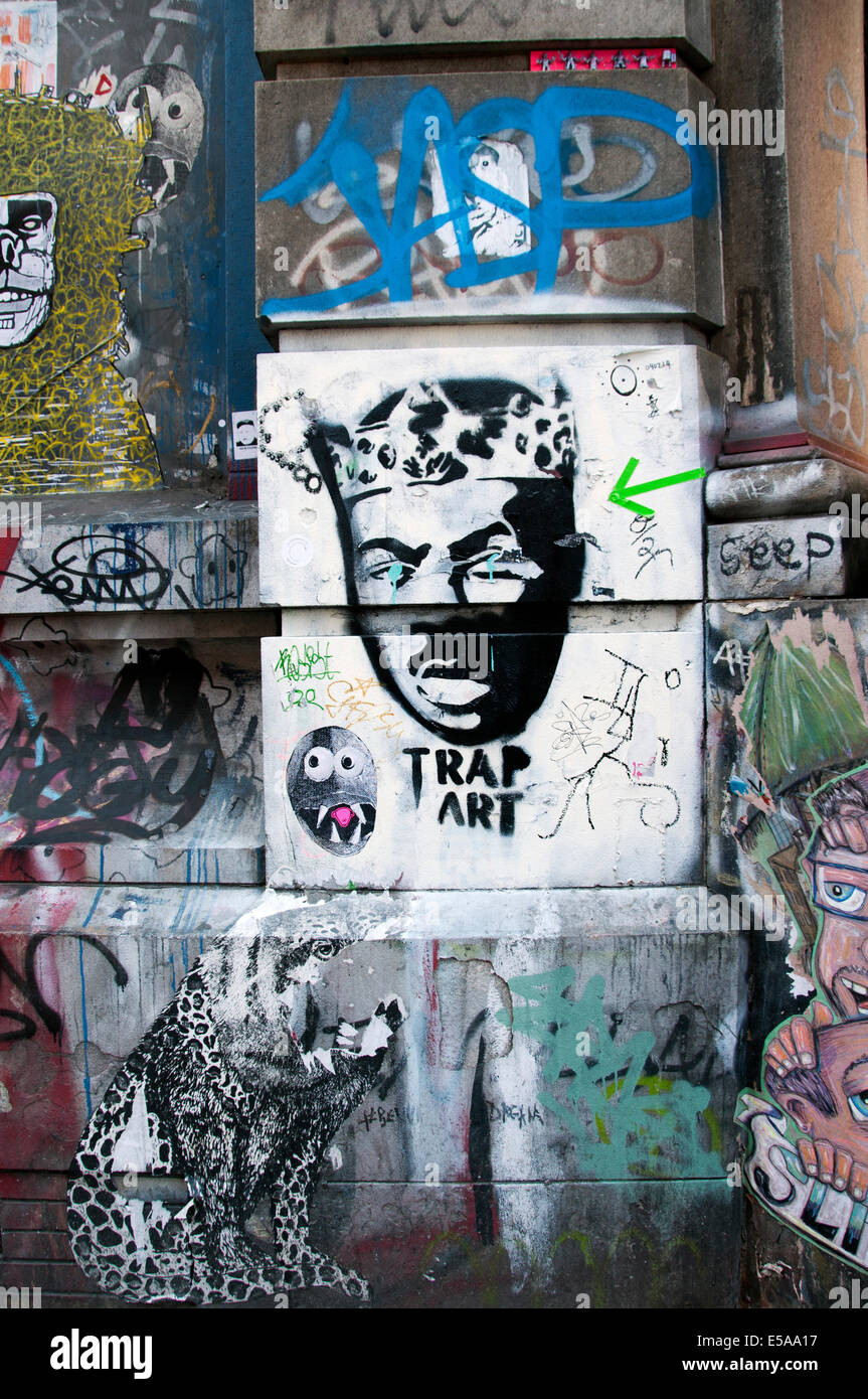 Trap art Graffiti art in the Bowery (190 the Bowery) Manhattan NYC Stock Photo