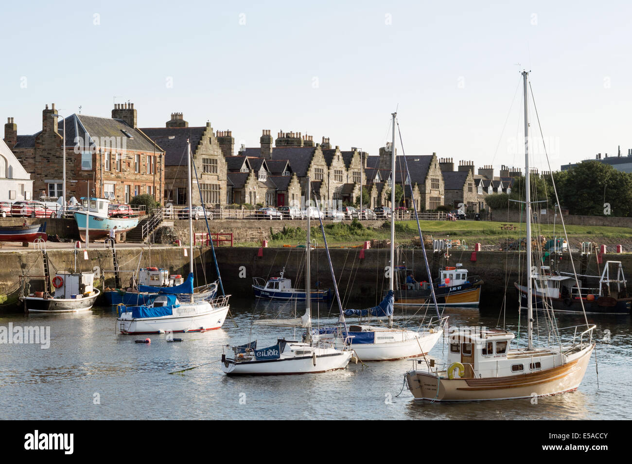 Fishing and sail boats in Port Seton Harbour, East Lothian Stock Photo
