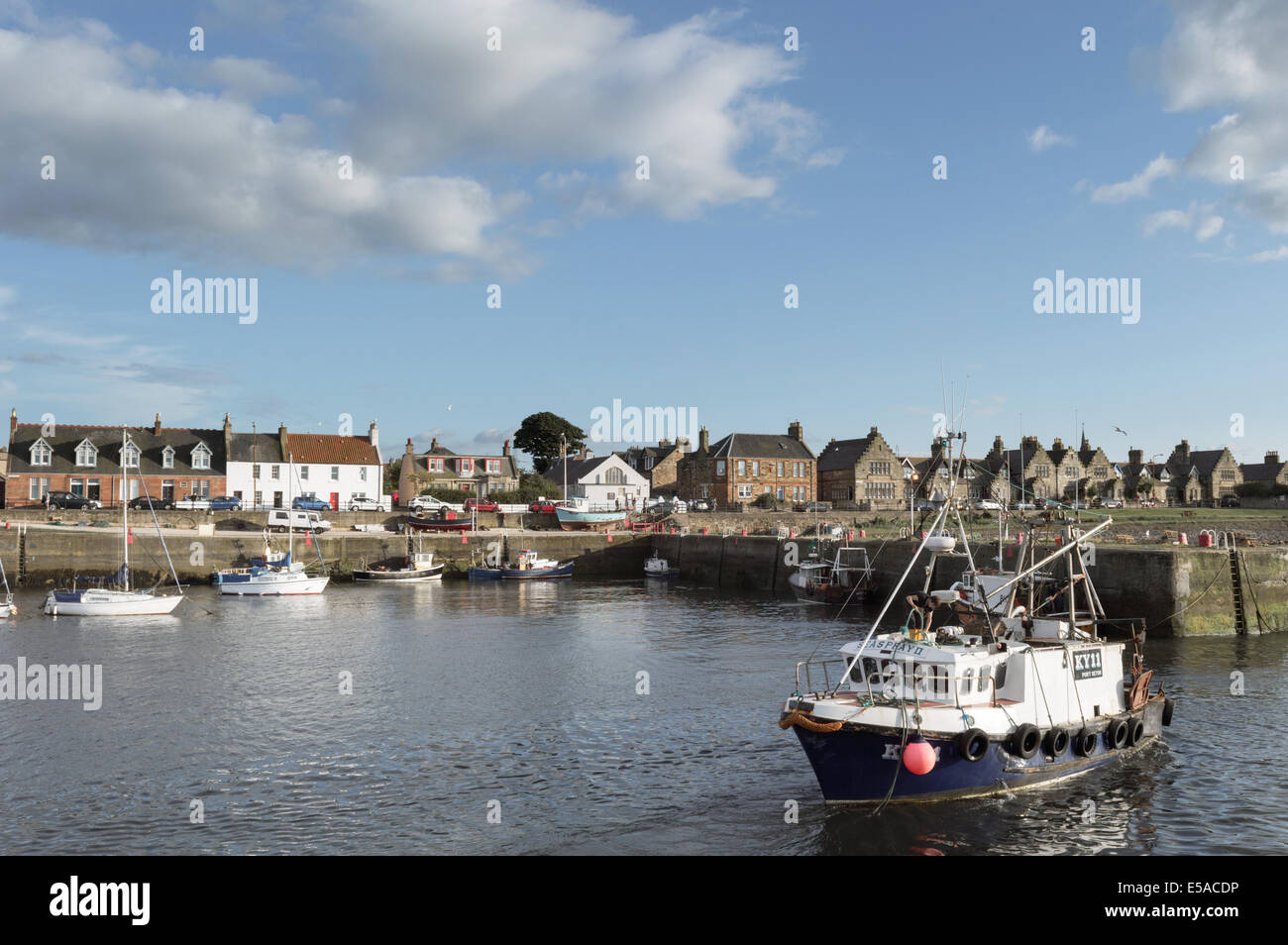Fishing and sail boats in Port Seton Harbour, East Lothian Stock Photo