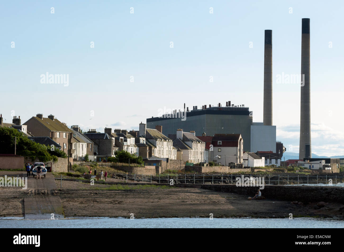 Looking from Port Seton Harbour towards Cockenzie Power Station, East