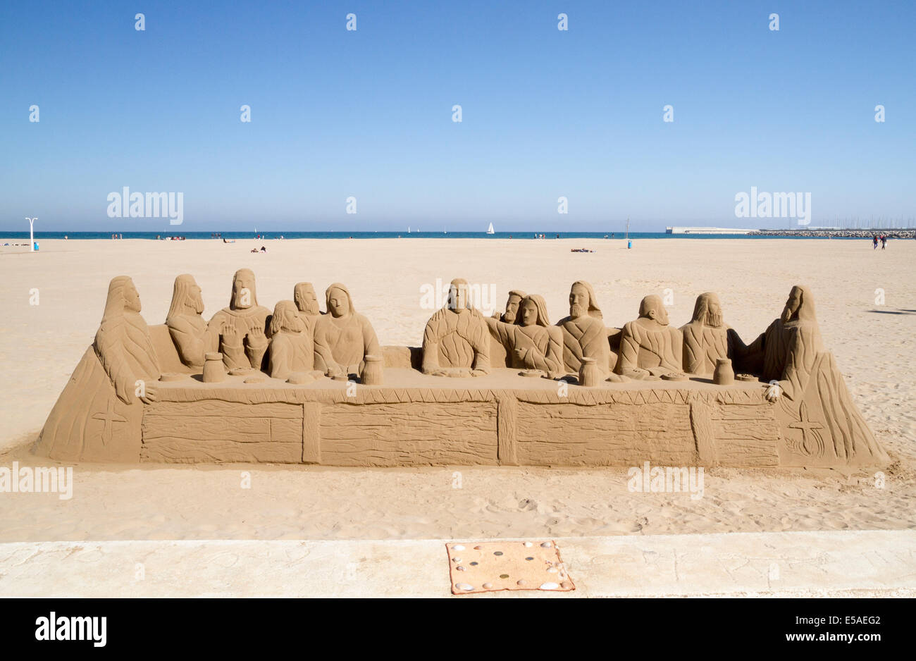 A sand sculpture on a Valencia beach in Spain Stock Photo - Alamy