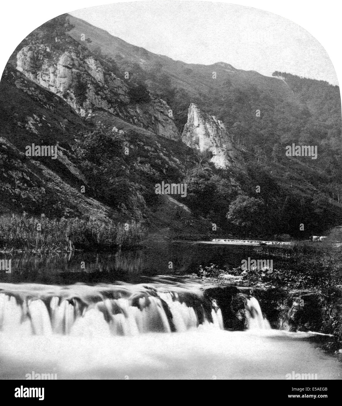 UK, England, Derbyshire,  Dove Castle and Dovedale’, historic image of River Dove from 1860s Stock Photo