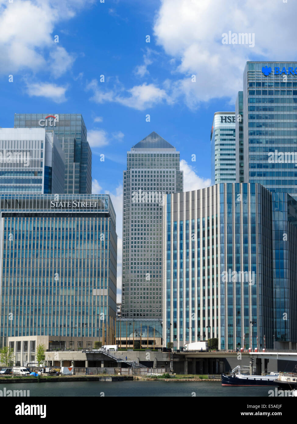 Financial District Canary Wharf Office Buildings London England Stock ...