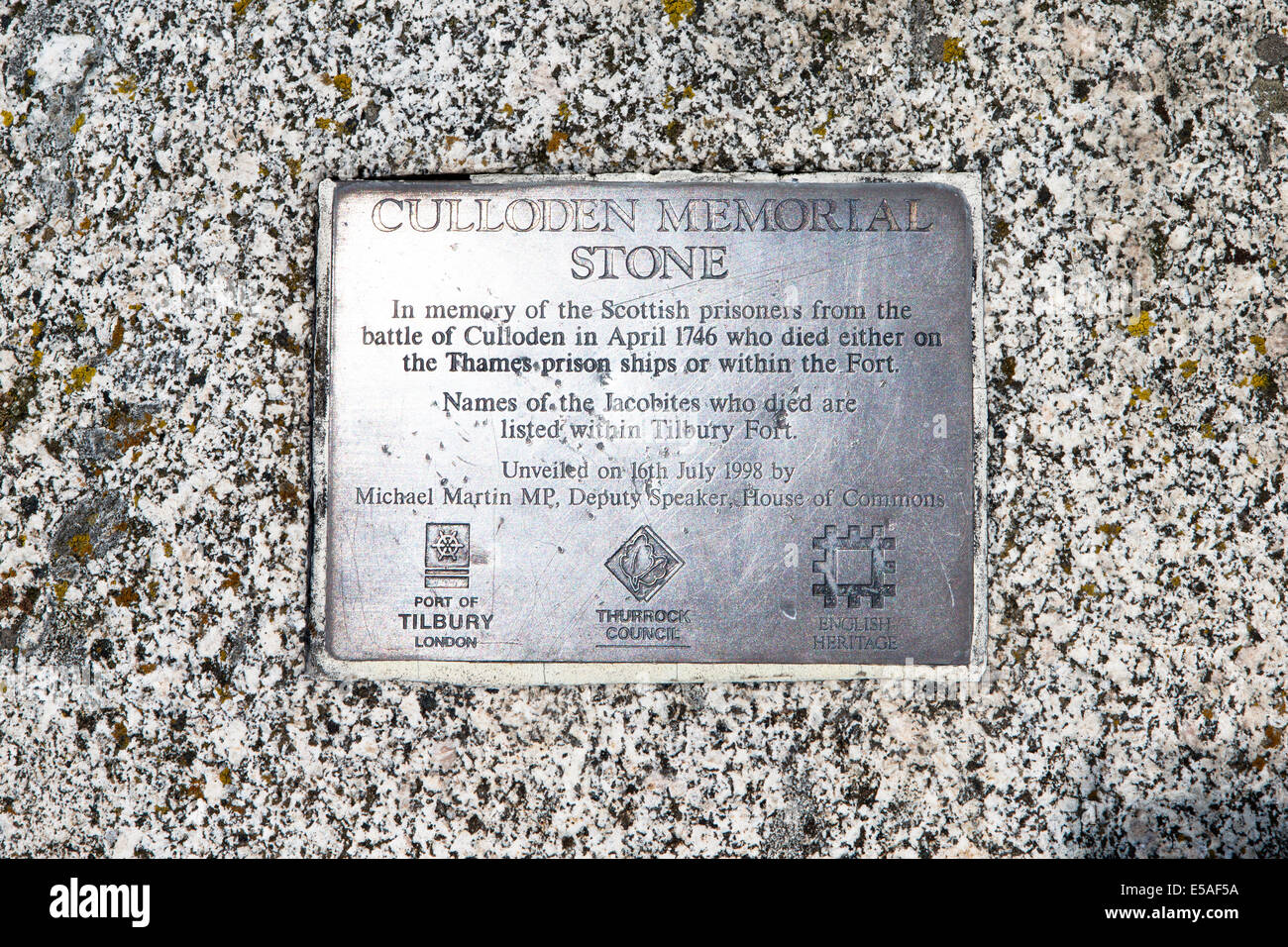 Culloden memorial stone tilbury fort hires stock photography and