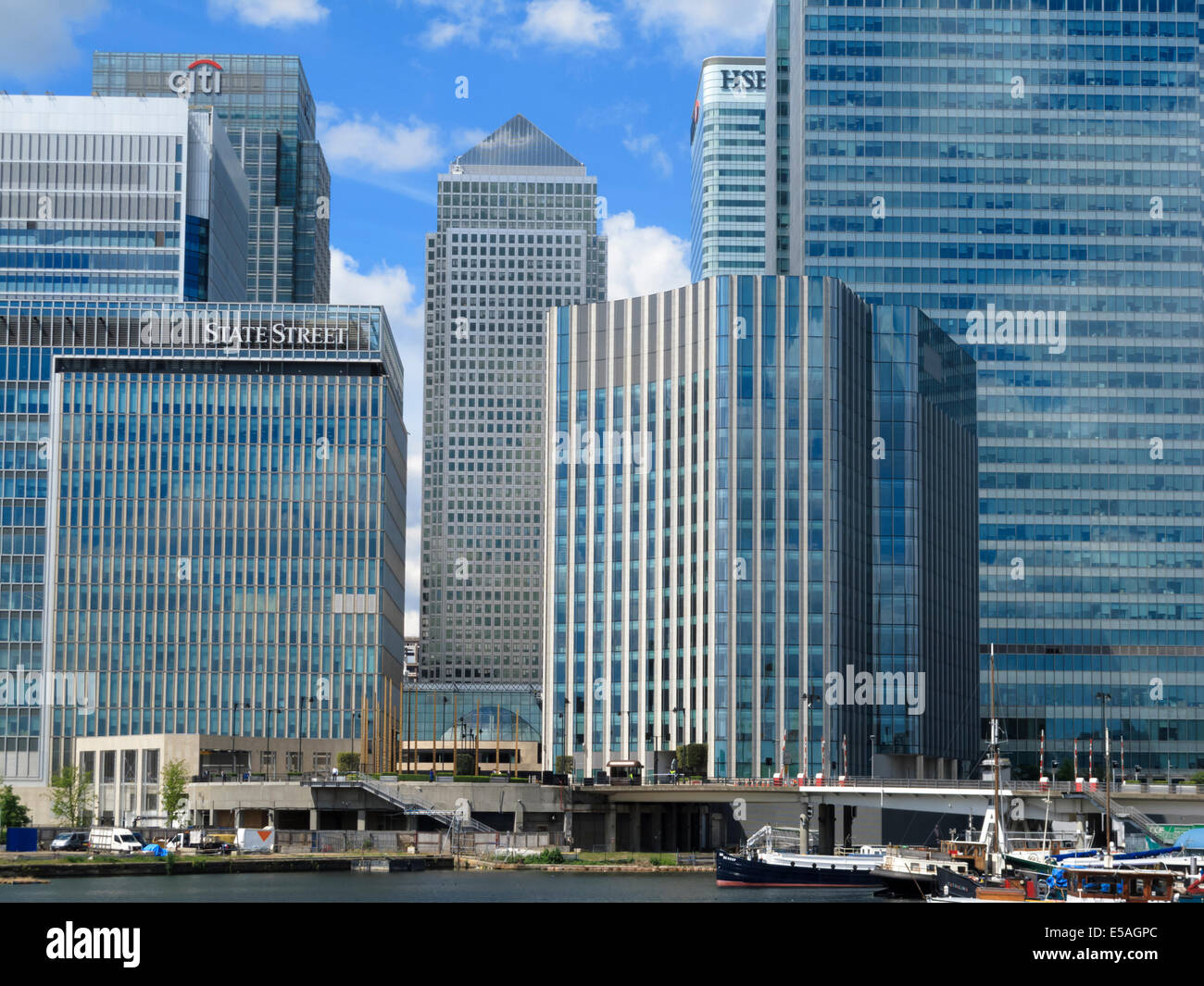 Financial District Canary Wharf Office Buildings London England Stock ...