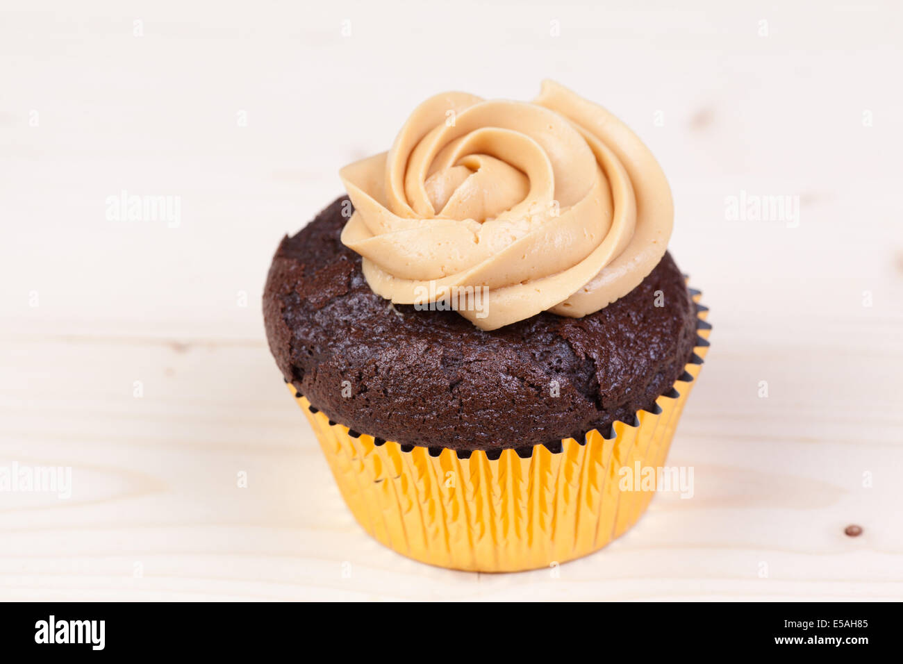 chocolate cupcakes with chocolate frosting Stock Photo