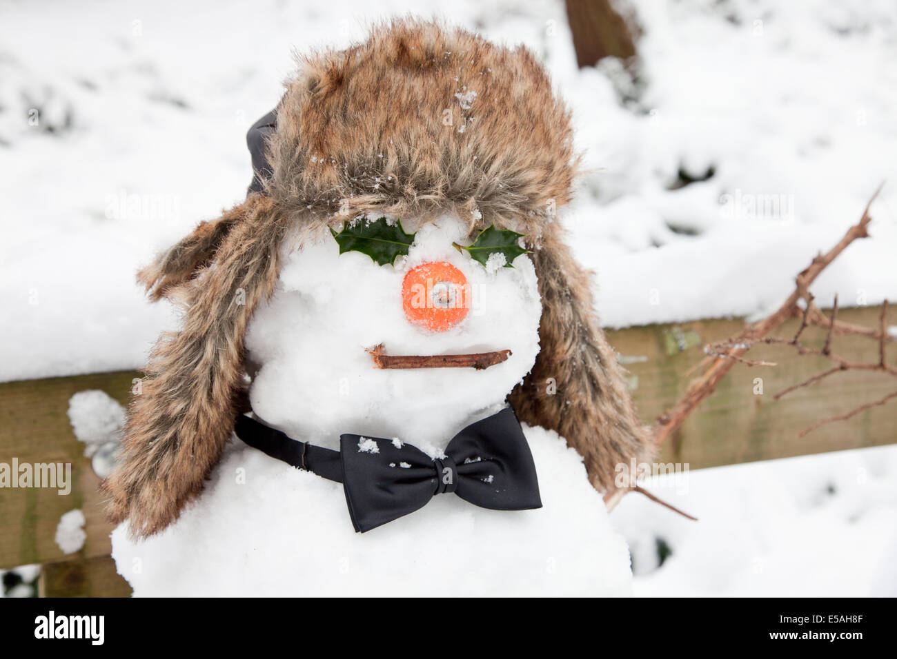 funny snowman as a groom Stock Photo