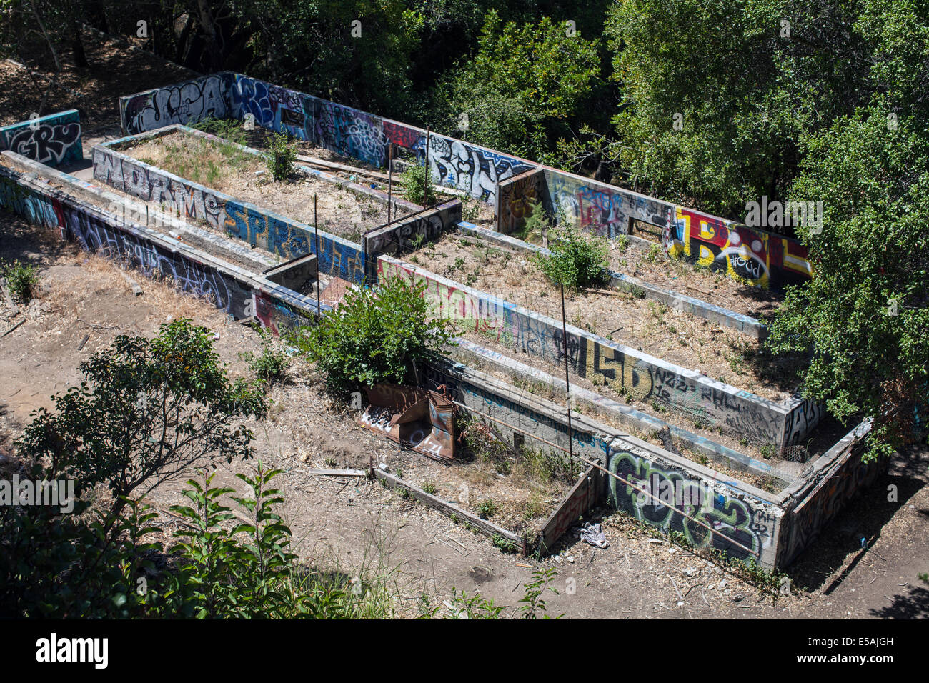 The remains of The Murphy Ranch designed as a base for Nazi activities in the U.S. during the second world war in Los Angeles. Stock Photo