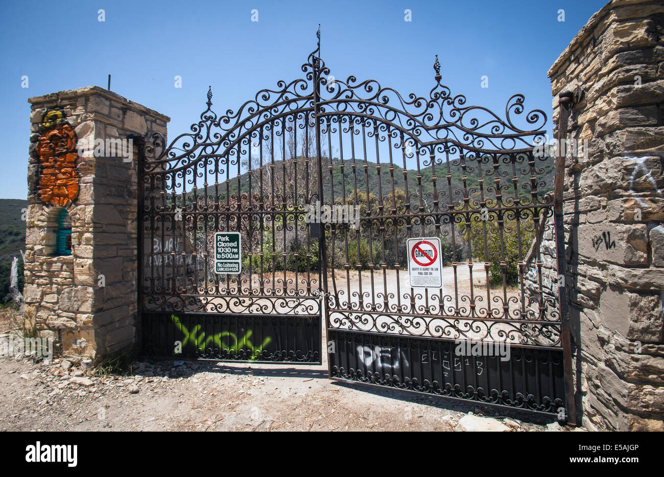 The remains of The Murphy Ranch designed as a base for Nazi activities in the U.S. during the second world war in Los Angeles. Stock Photo