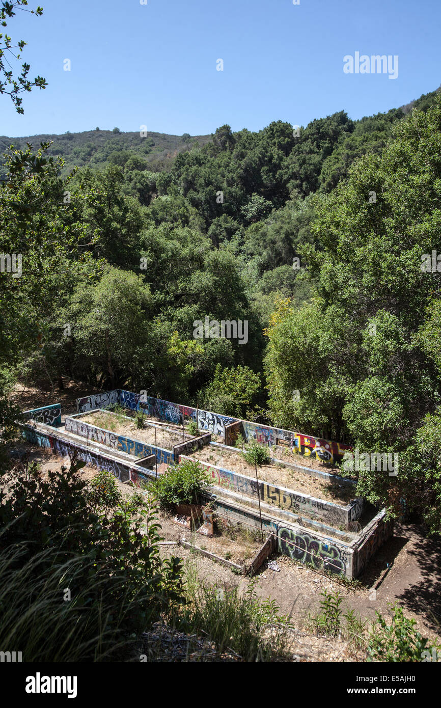 The remains of The Murphy Ranch designed as a base for Nazi activities in the U.S. during the second world war in Los Angeles. Stock Photo