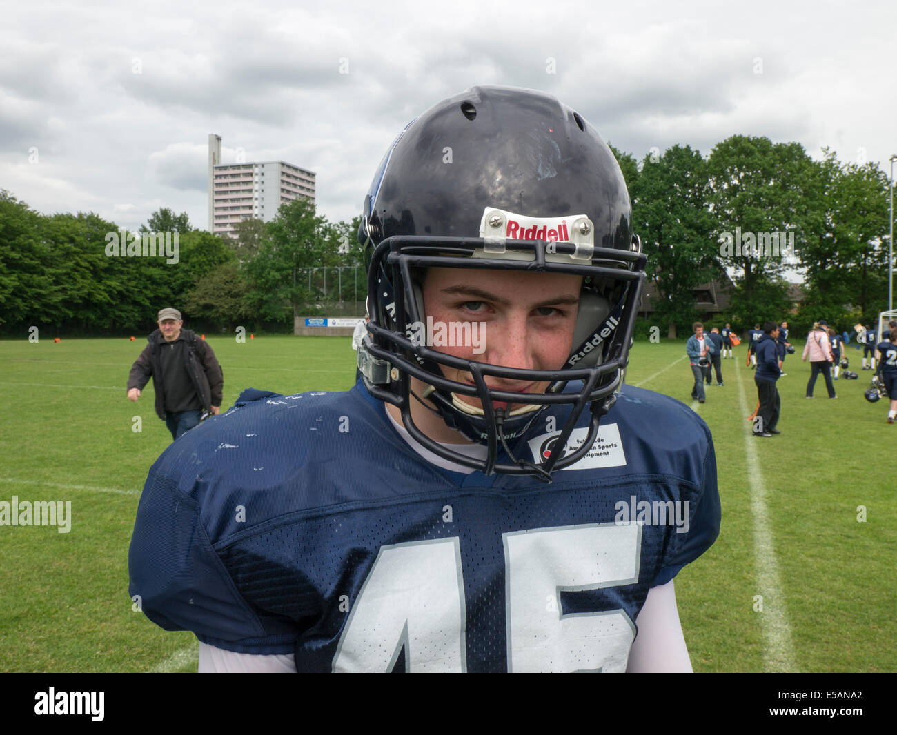 Milo 15 Years In His American Football Outfit Of The Blue Devils Stock Photo Alamy