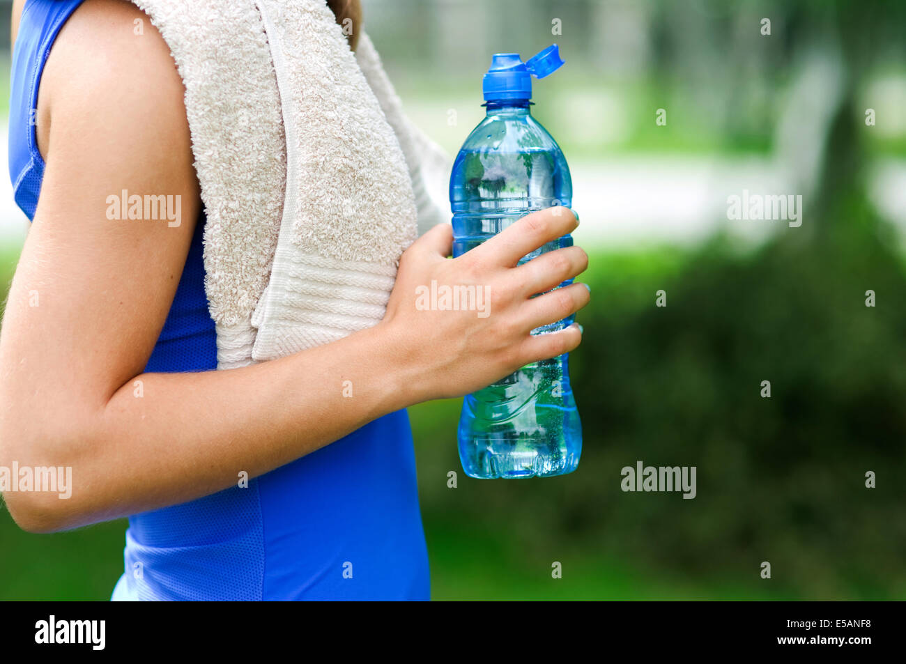 Young woman after exercising Debica, Poland Stock Photo