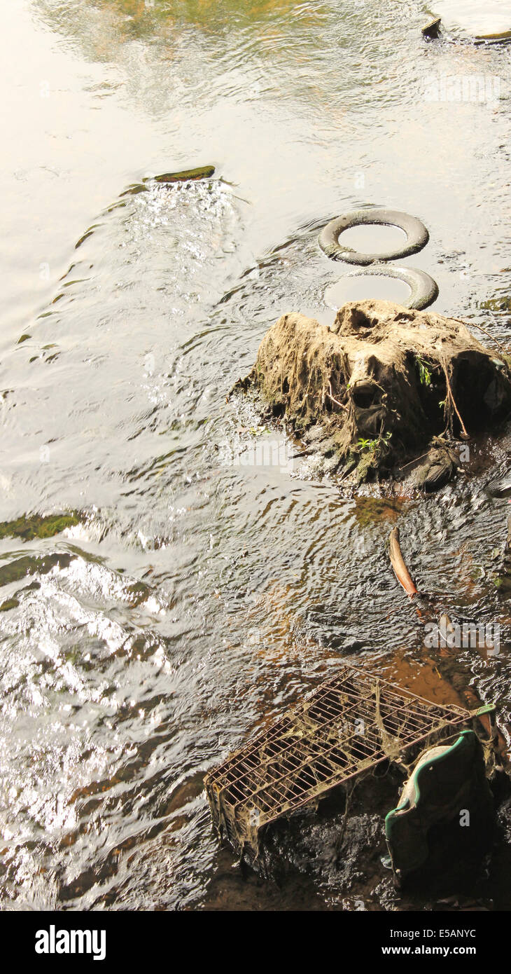 Urban water way environmental damage caused by illegally dumping