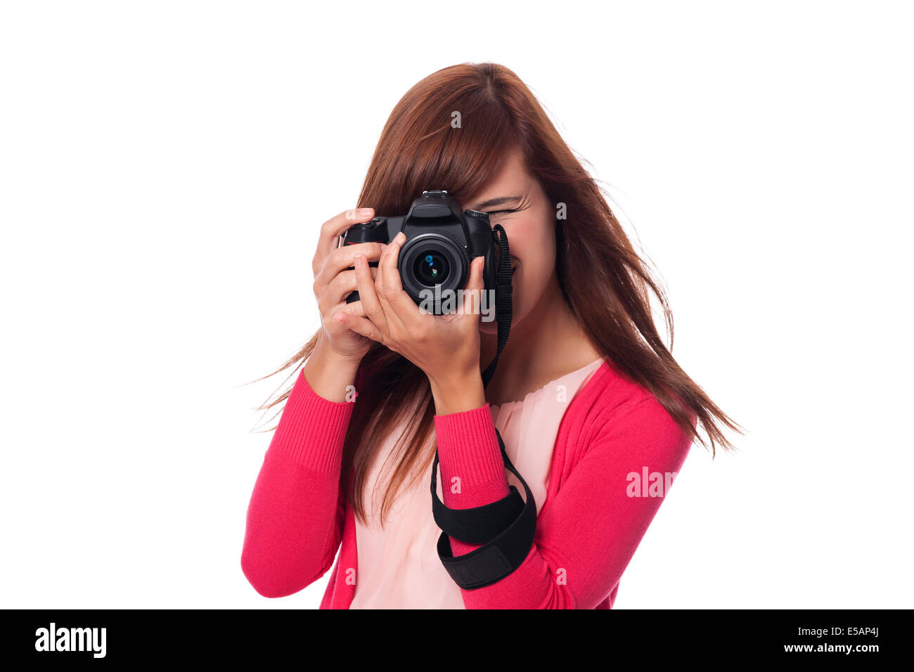 Happy young female photographer with camera Debica, Poland Stock Photo -  Alamy