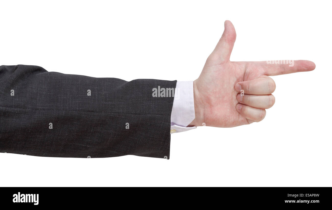 gun sign - hand gesture isolated on white background Stock Photo