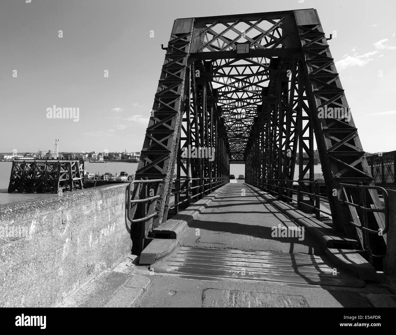 Tilbury Landing Stage Access Bridge. A Multiple Kingpost Truss Bridge, Essex, England, UK. Stock Photo