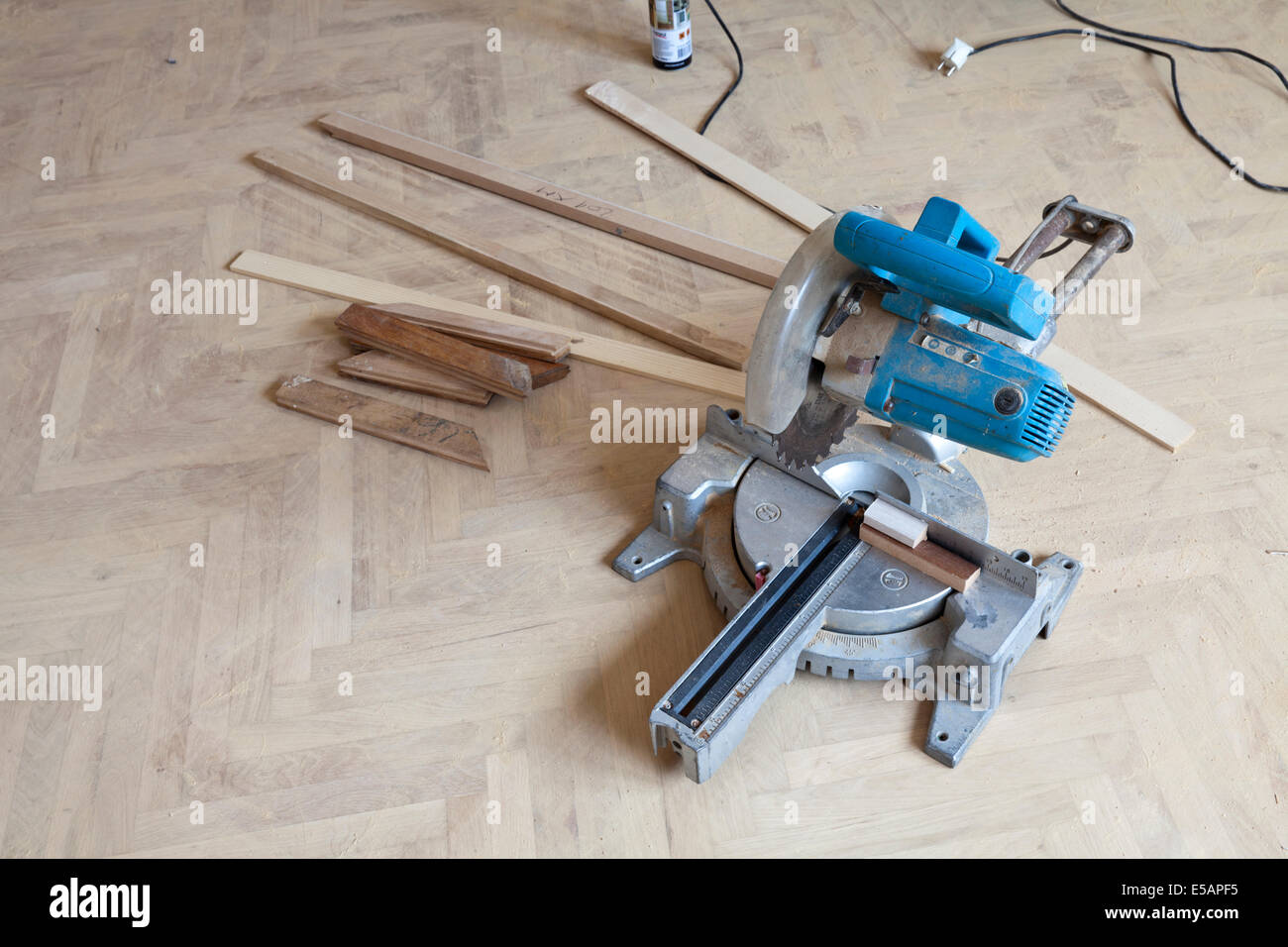 circular saw for cutting wood moldings Stock Photo