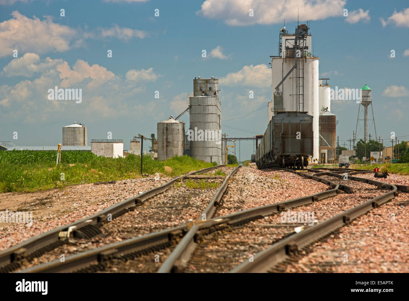 Venango, Nebraska Grain elevators and a railroad in the wheat growing