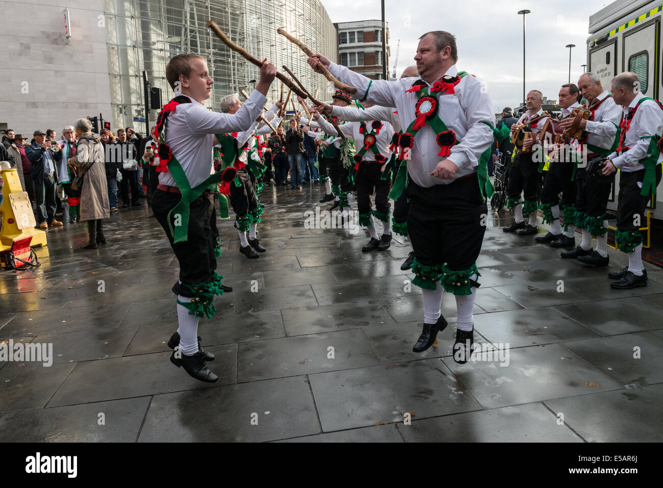 Greensleeves Morris Men dancing for public in London Stock Photo Alamy