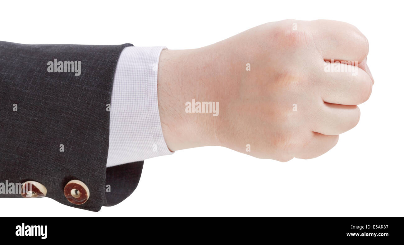 clenched fist hand gesture isolated on white background Stock Photo Alamy