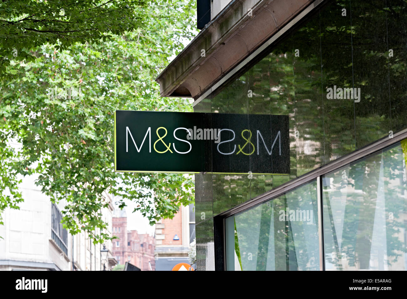 marks and Spencer Nottingham shop sign Stock Photo Alamy