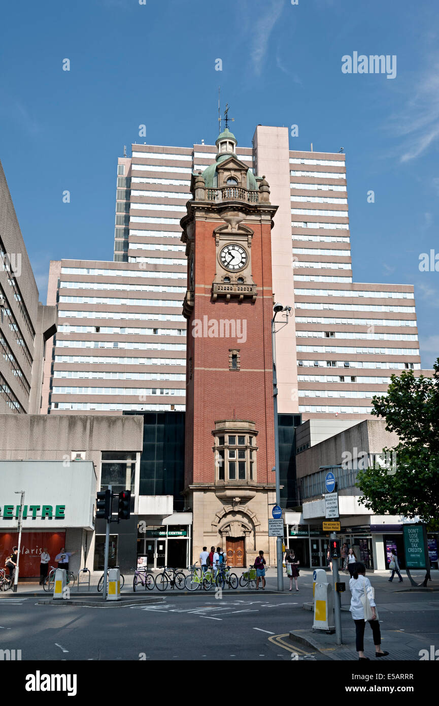 Clock Tower Nottingham Victoria Shopping Center Stock Photo