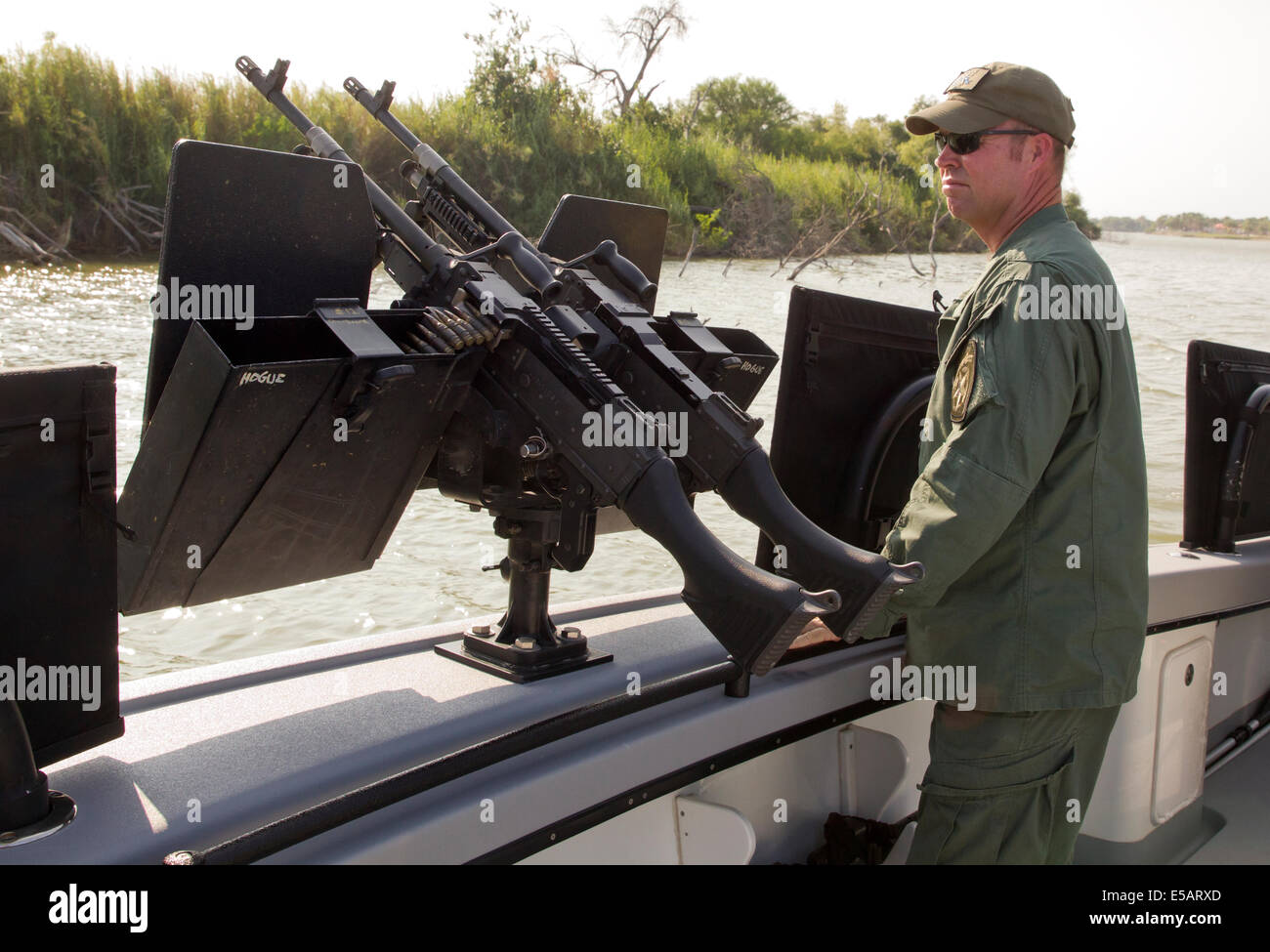 Texas Department of Public Safety patrol boat on the Rio Grande on